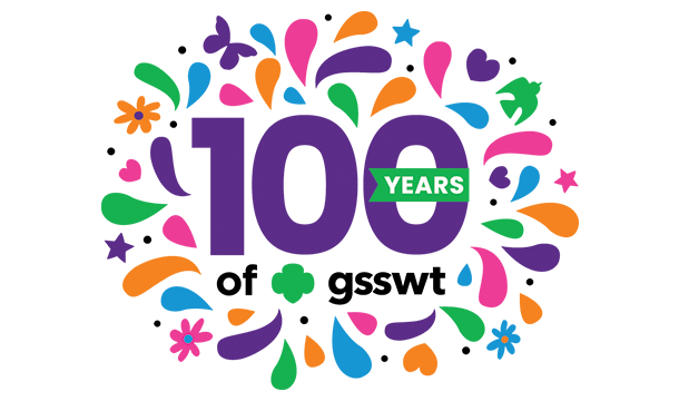 graphic logo that says 100 Years of gsswt