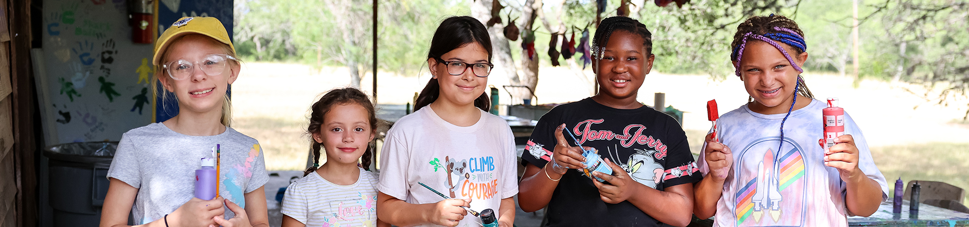  Young girl scouts at camp 