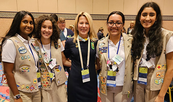 Group of Girl Board Girl Scouts