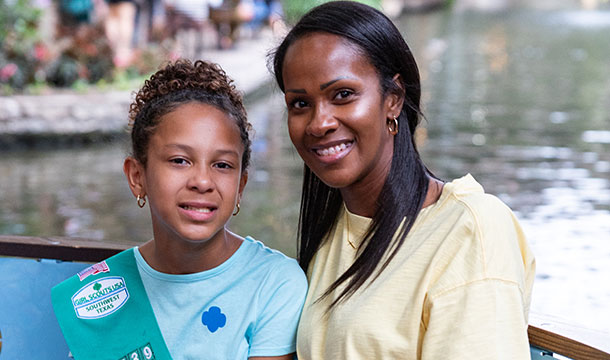 Mom and Girl Scout daughter together