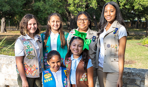 Group of various girl scout grade levels